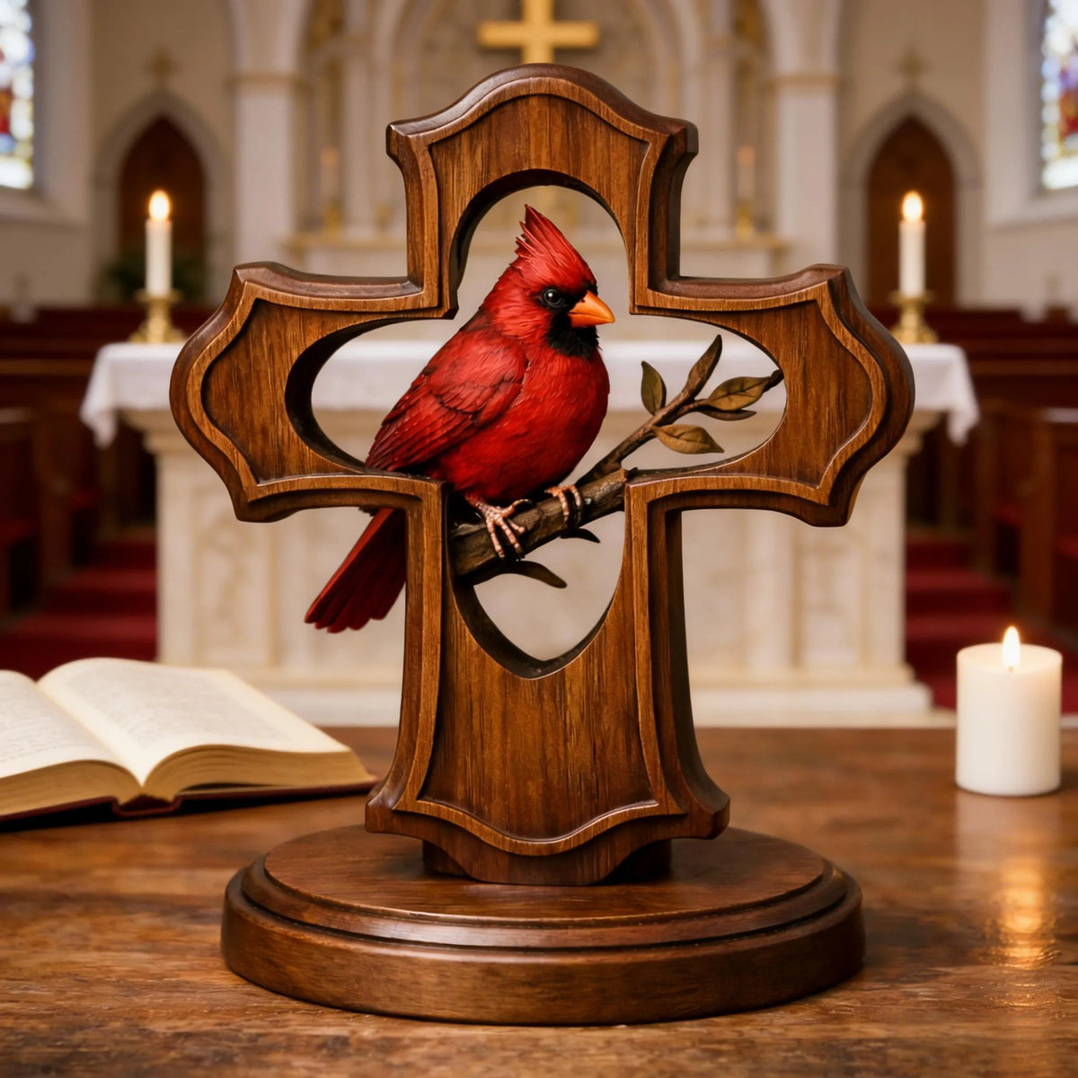 ❤️✝️Håndlaget kardinalkors-ornament