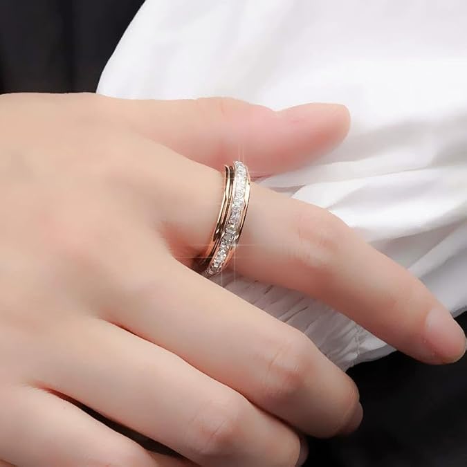 🎁Kun i dag 49 % rabatt – Glitrende snurrende ring, lindrer angst, symboliserer løfter og lykke, vanntett og fargebestandig