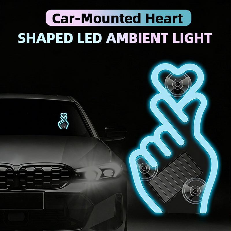 Hjerteformet LED-stemningsbelysning installert i bilen