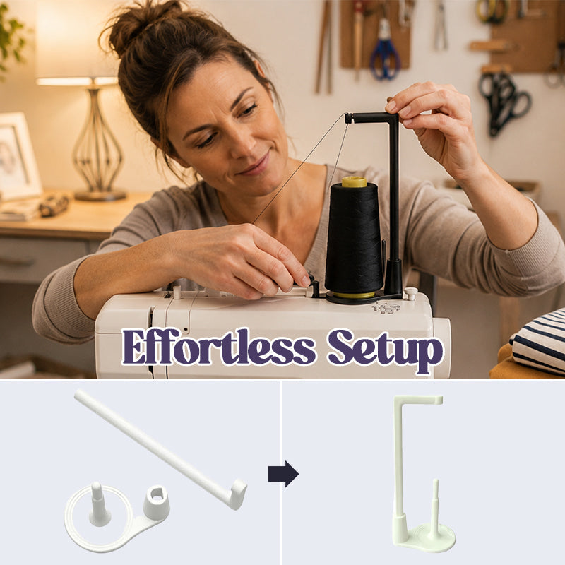 Symaskinens øvre spoleholder – vertikalt stativ for store spole