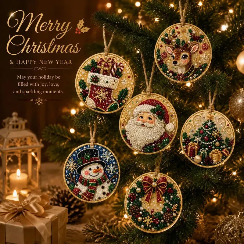 ⏳ Siste dag med 49 % rabatt – 🎄Nybegynnervennlig DIY-diamantmalingssett med juleperler og edelstener | 6 festlige motiver med glitrende perler, fasetterte edelstener og 3D-lagdelte detaljer