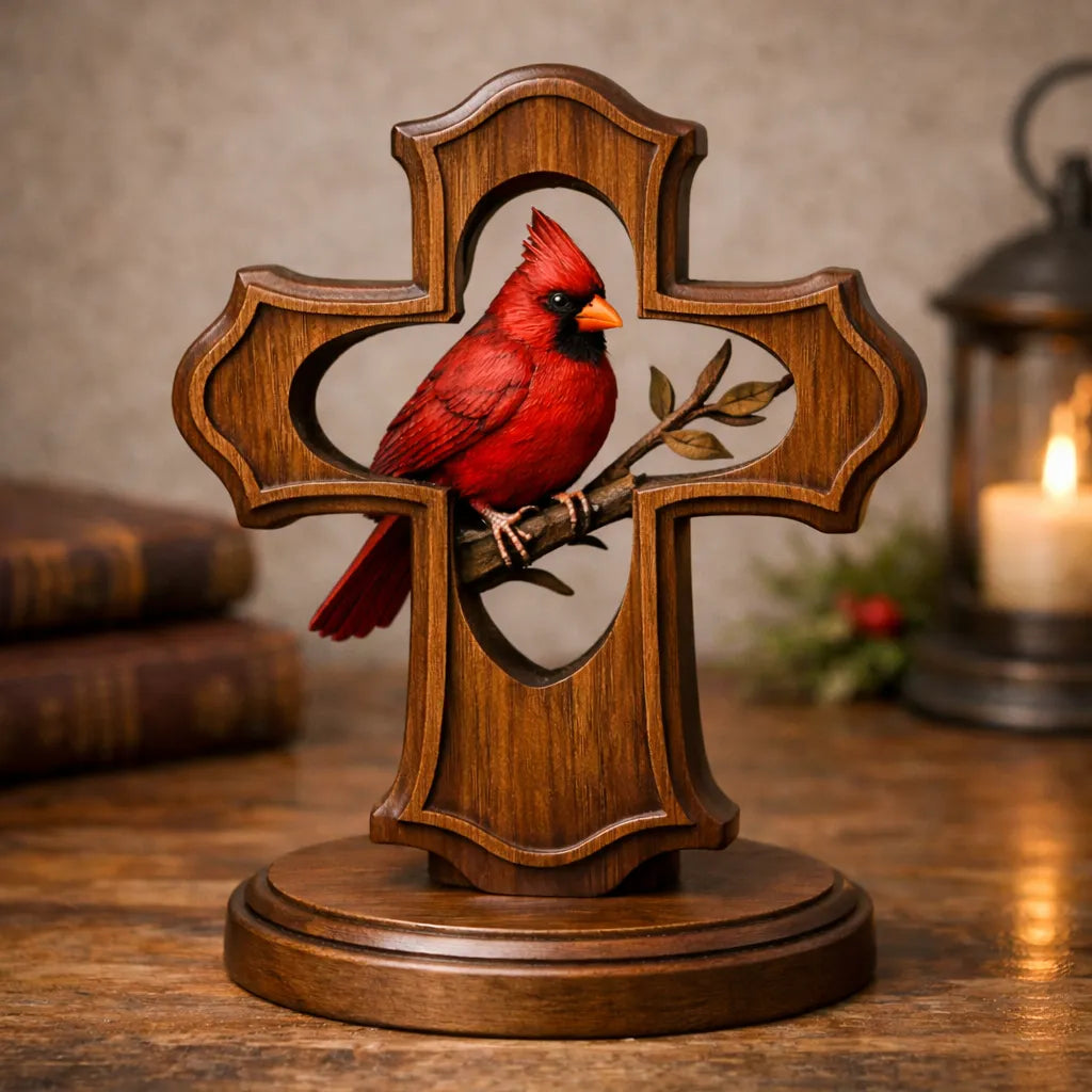 ❤️✝️Håndlaget kardinalkors-ornament