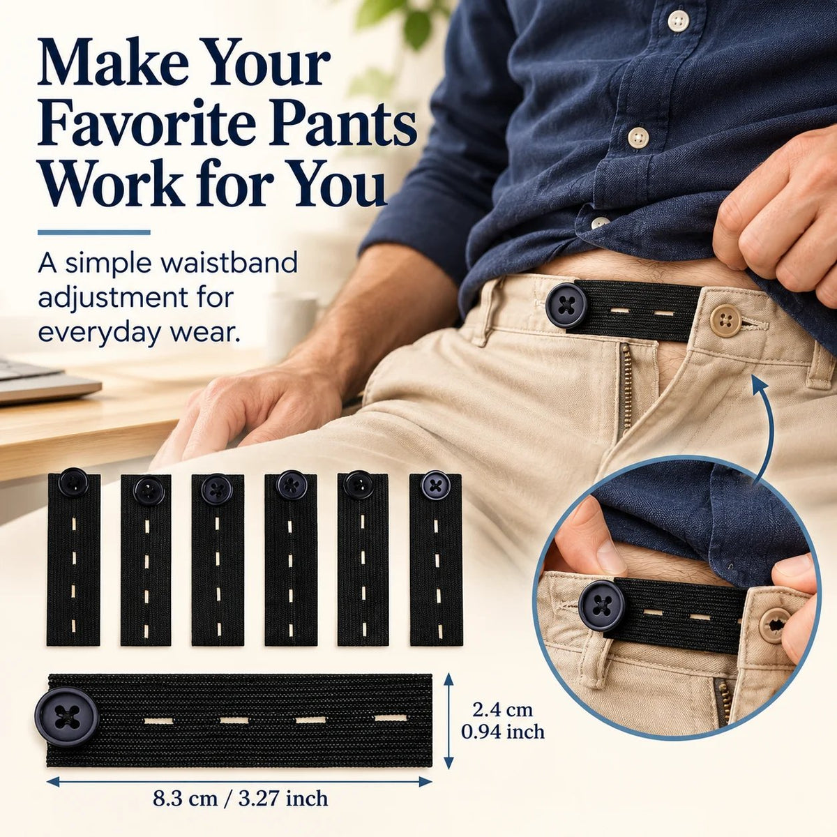 👖 Knapper til forlengelse av elastisk linning – Justerbar komfort