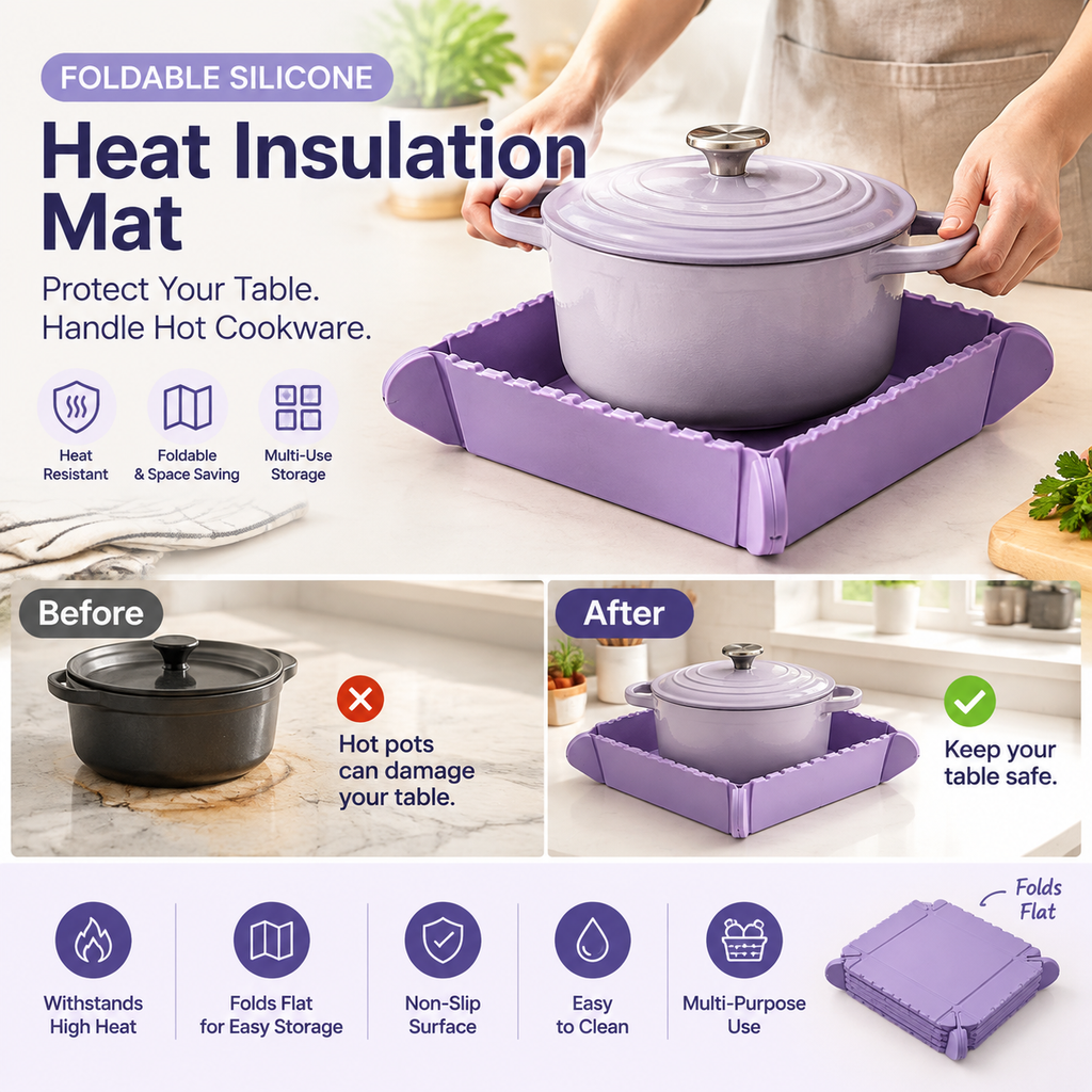 🎁Begrenset tid 49 % RABATT🍳Magnetisk silikonunderlag 🧲 | Sammenleggbar gryteunderlag og lite kjøkkenbrett