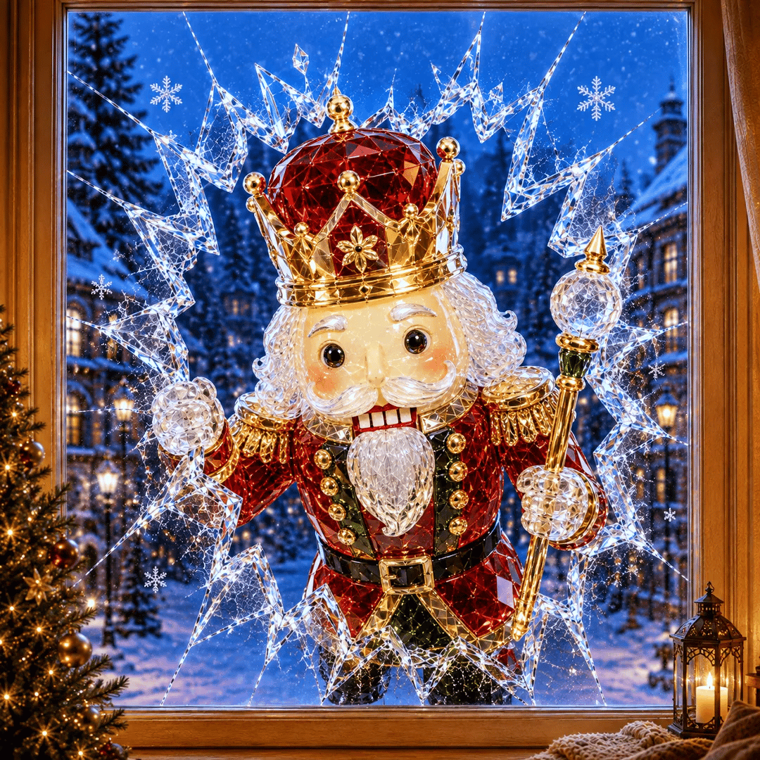 🔥HELT SALG 49 % RABATT✨🎄Krystalljuleinnbruddsvinduklistremerke — 3D-julevindudekorasjon av knust glass