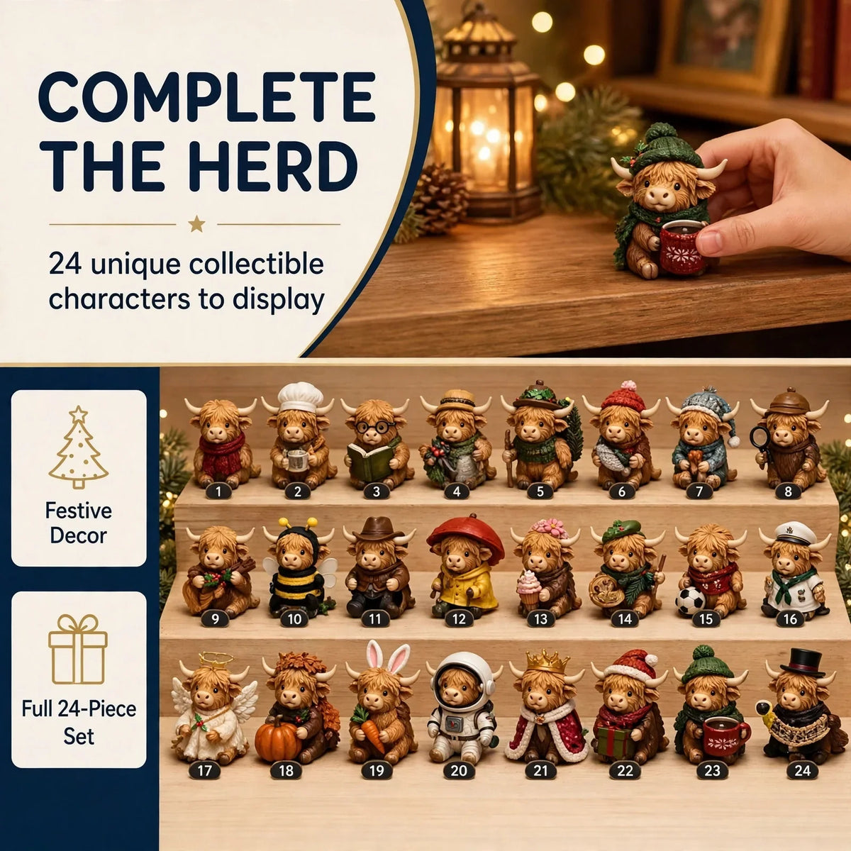🎁Gir deg forskjellige overraskelser hver dag✨🎄24-dagers adventskalender med høylandskuer