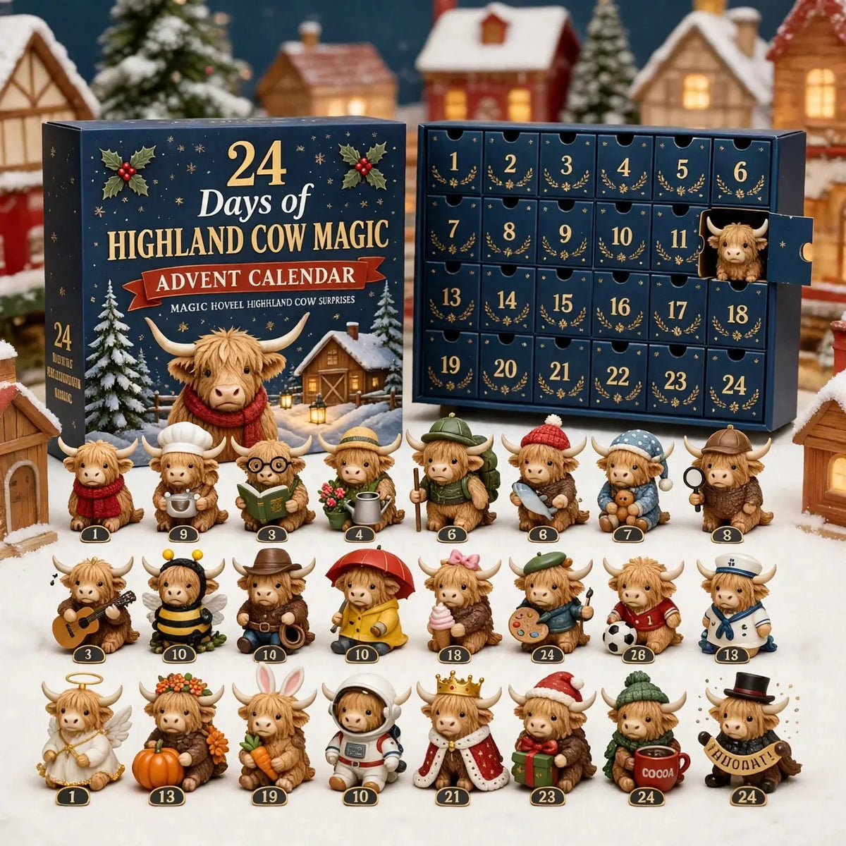 🎁Gir deg forskjellige overraskelser hver dag✨🎄24-dagers adventskalender med høylandskuer