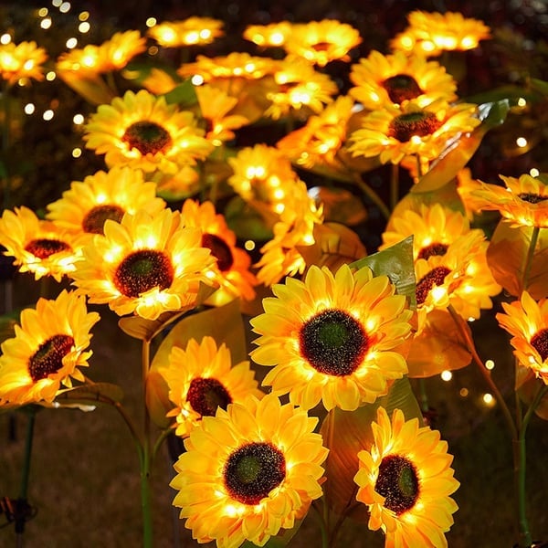 🌻☀️ Vanntette solcellelamper – Realistiske kronblader, IP65-klassifisert og værbestandig, lyser automatisk i 8–12 timer ☀️🌻
