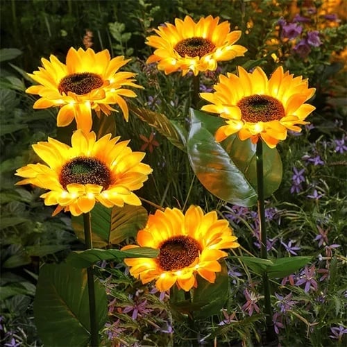 🌻☀️ Vanntette solcellelamper – Realistiske kronblader, IP65-klassifisert og værbestandig, lyser automatisk i 8–12 timer ☀️🌻