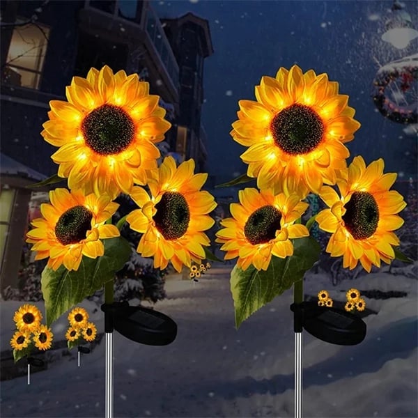 🌻☀️ Vanntette solcellelamper – Realistiske kronblader, IP65-klassifisert og værbestandig, lyser automatisk i 8–12 timer ☀️🌻