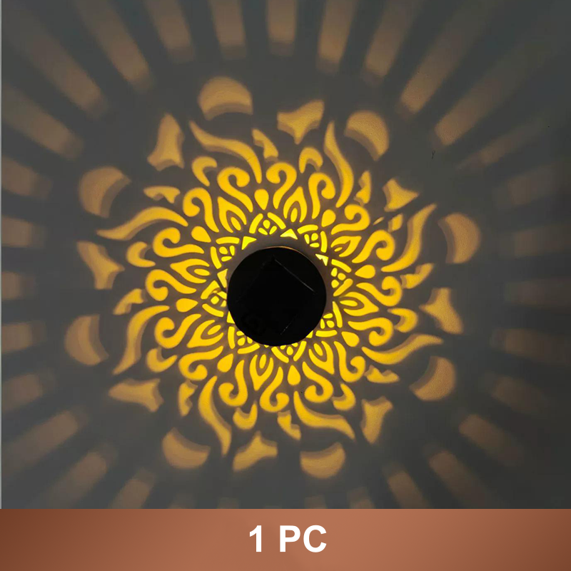 ☀️ Solcelledrevet mandala-lampe for hage og uteplass – 2-i-1 gulv- og vegglampe – Dekorativ belysning med vintage-effekt – Rustfri og holdbar