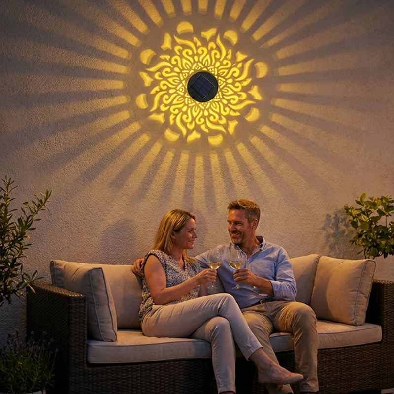 ☀️ Solcelledrevet mandala-lampe for hage og uteplass – 2-i-1 gulv- og vegglampe – Dekorativ belysning med vintage-effekt – Rustfri og holdbar